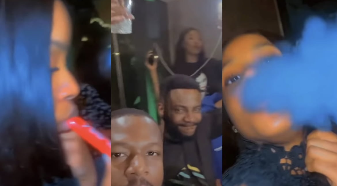 Nigerians knock BBNaija Bella, others for smoking shisha, drinking alcohol at Rico swavey’s candlelight Walk [video]